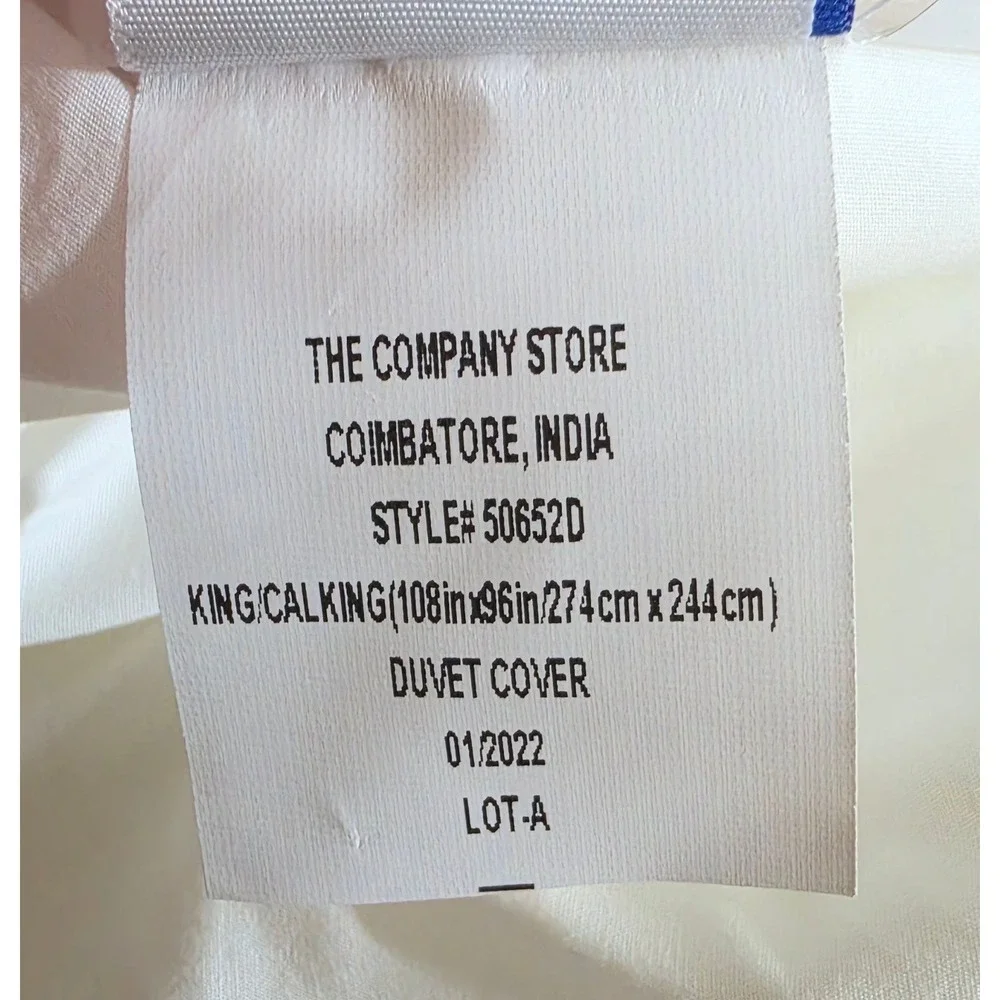 The Company Store White Cotton Percale King Cal King Duvet Cover 50652D